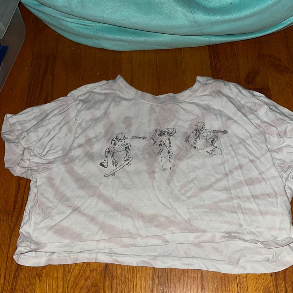 Skeleton short sleeve crop top tye dye